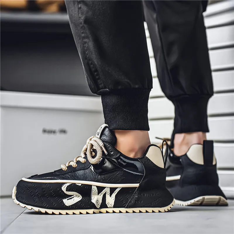 PROTECTCAMEL Abrasion Resistant Lightweight Height Increasing Low Top Chunky Sneakers Men's-3