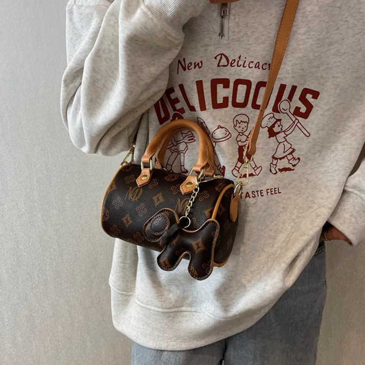 YOUR NAME PU Crossbody One Shoulder Handbag Women's Pink/Ecru/Brown-14