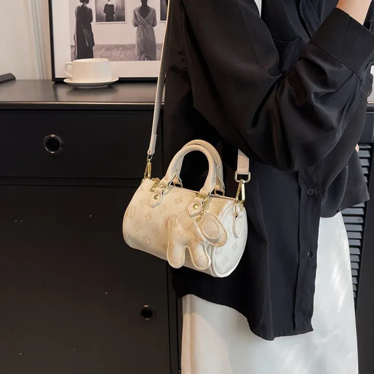 YOUR NAME PU Crossbody One Shoulder Handbag Women's Pink/Ecru/Brown-9