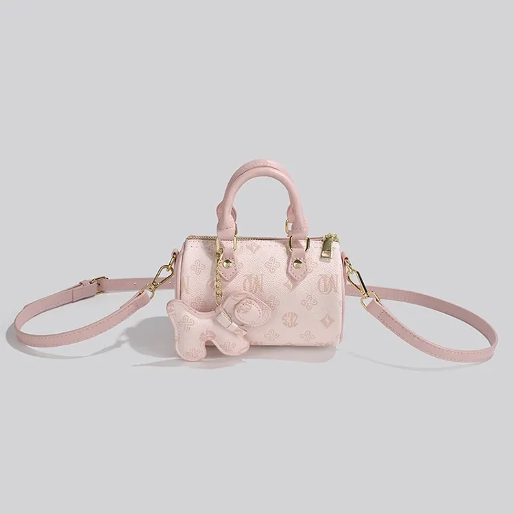 YOUR NAME PU Crossbody One Shoulder Handbag Women's Pink/Ecru/Brown-1