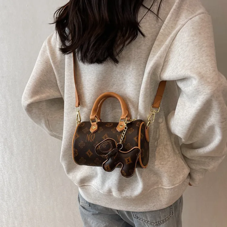 YOUR NAME PU Crossbody One Shoulder Handbag Women's Pink/Ecru/Brown-16