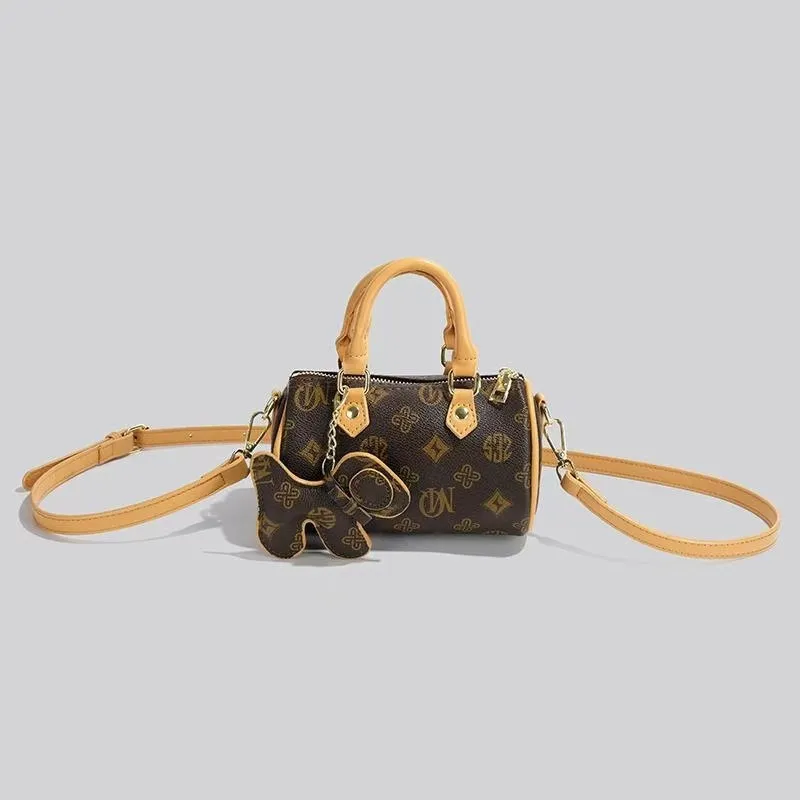 YOUR NAME PU Crossbody One Shoulder Handbag Women's Pink/Ecru/Brown-13
