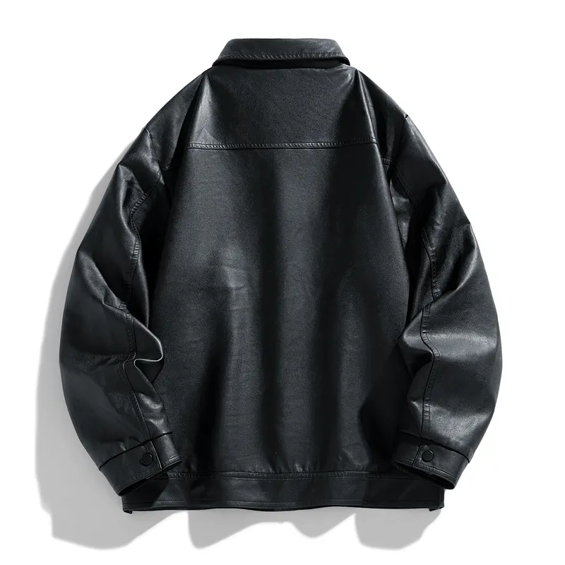 LISENPOK Leather Jacket Unisex Black-2