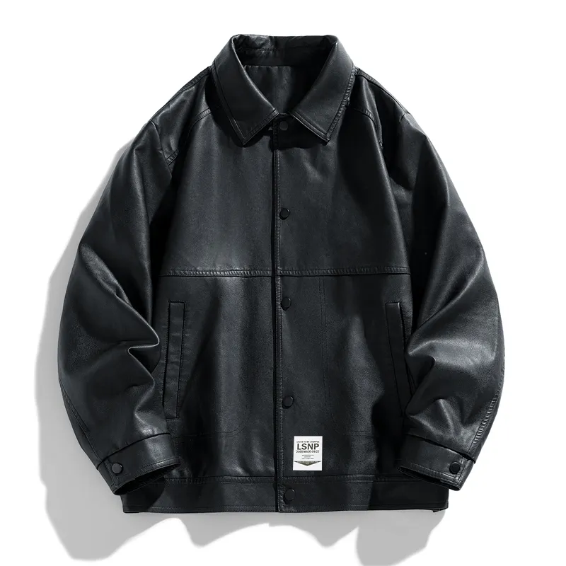 LISENPOK Leather Jacket Unisex Black-1