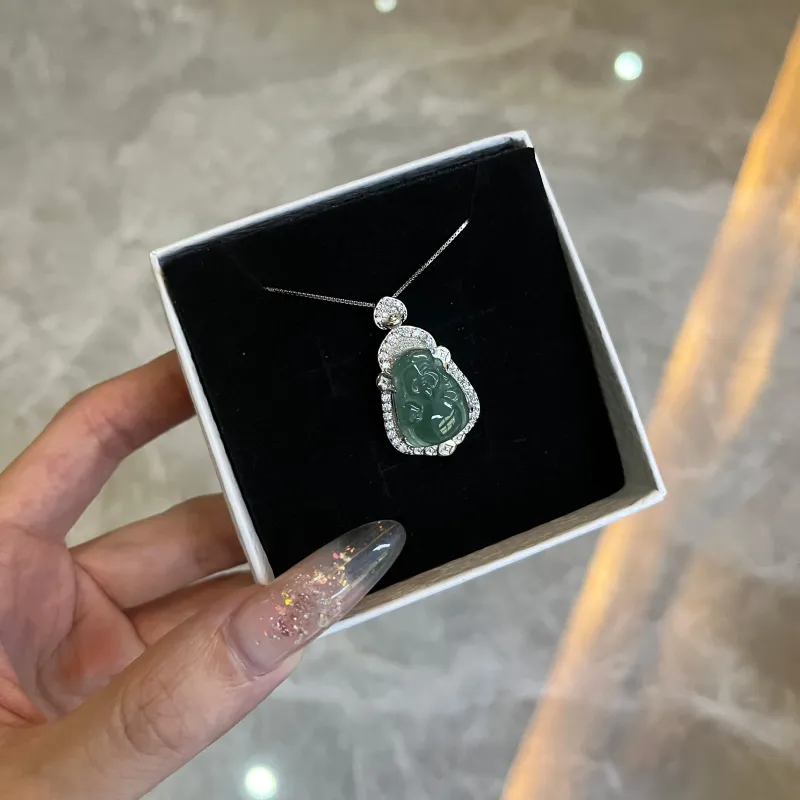 QIXIANG Ice Glutinous Jadeite Necklace Women's-4