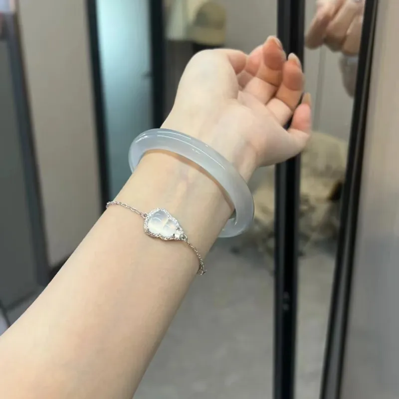 QIXIANG Glass Cat Eye Jade Bangles Women's-3