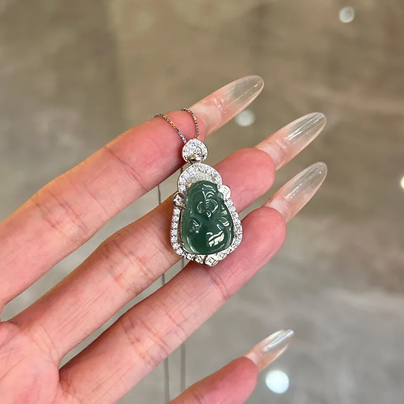 QIXIANG Ice Glutinous Jadeite Necklace Women's-2