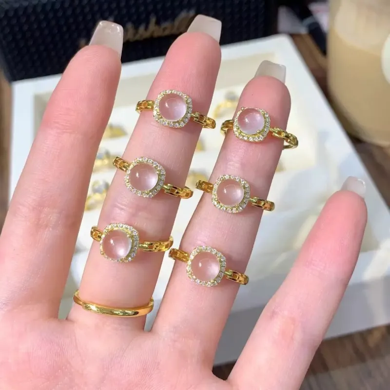 QIXIANG Chalcedony Jade Rings Women's-4