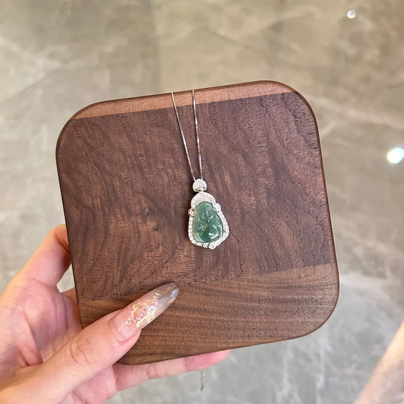 QIXIANG Ice Glutinous Jadeite Necklace Women's-3