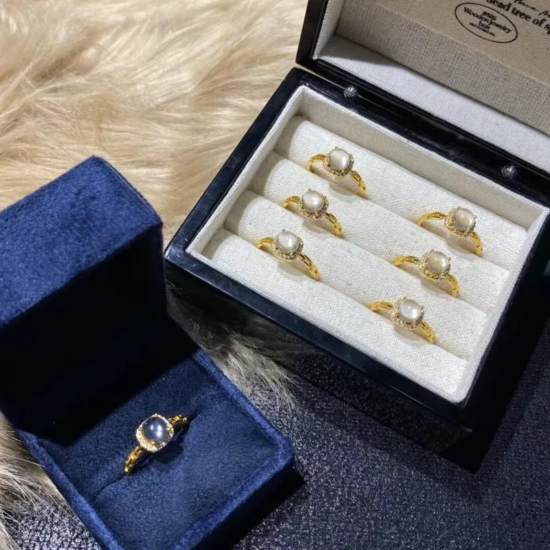 QIXIANG Chalcedony Jade Rings Women's-3
