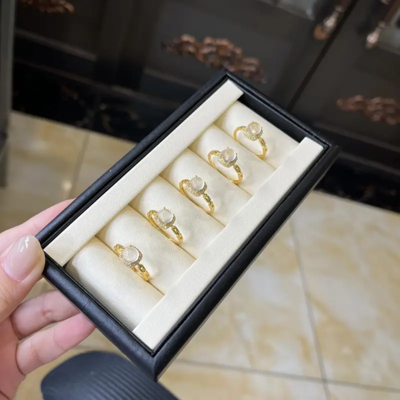 QIXIANG Chalcedony Jade Rings Women's-2