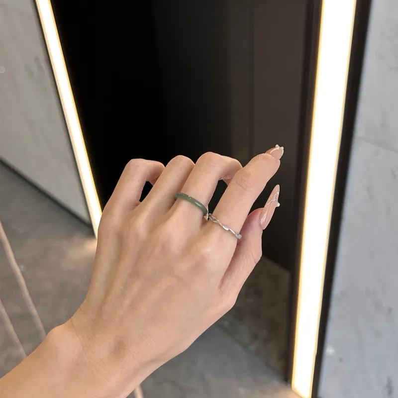 QIXIANG Ice Glutinous Jadeite Rings Unisex-3