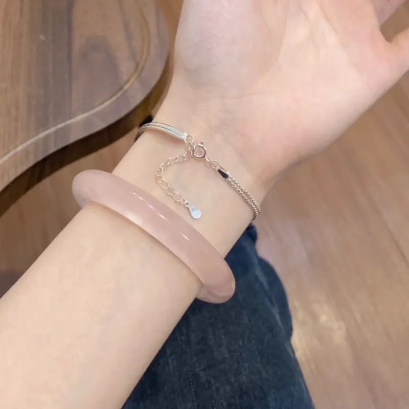 QIXIANG Glass Cat Eye Jade Bangles Women's-8