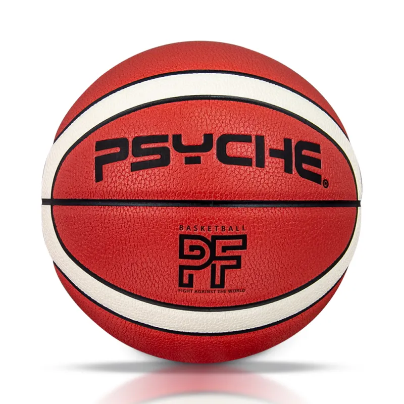 PSYCHE PU Litchi Grain Basketball Brown White Size 7 Training Unisex-4