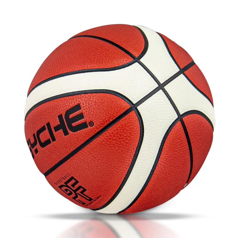 PSYCHE PU Litchi Grain Basketball Brown White Size 7 Training Unisex-7