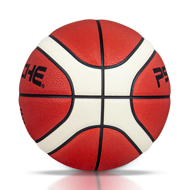 PSYCHE PU Litchi Grain Basketball Brown White Size 7 Training Unisex-5