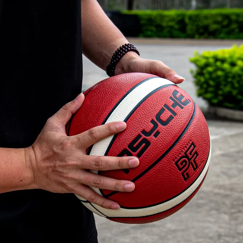 PSYCHE PU Litchi Grain Basketball Brown White Size 7 Training Unisex-8