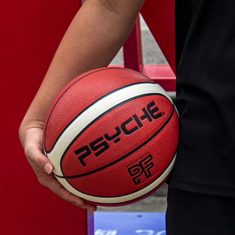 PSYCHE PU Litchi Grain Basketball Brown White Size 7 Training Unisex-9
