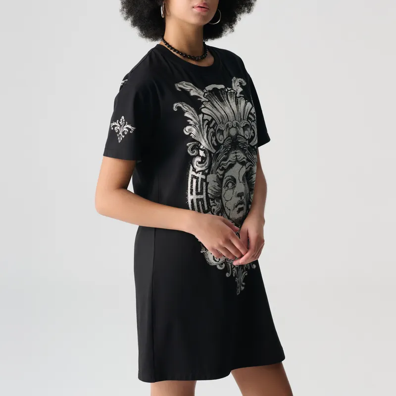 TCH Short Sleeved Dress Women's Black With Silver Logo-2