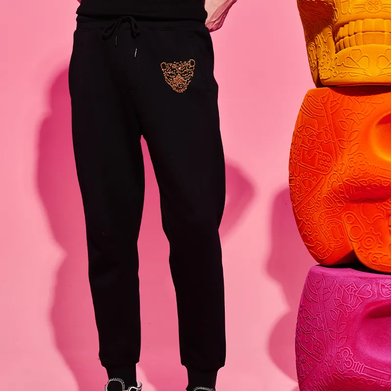 TCH Casual Pants Unisex Black Base Gold Logo-4