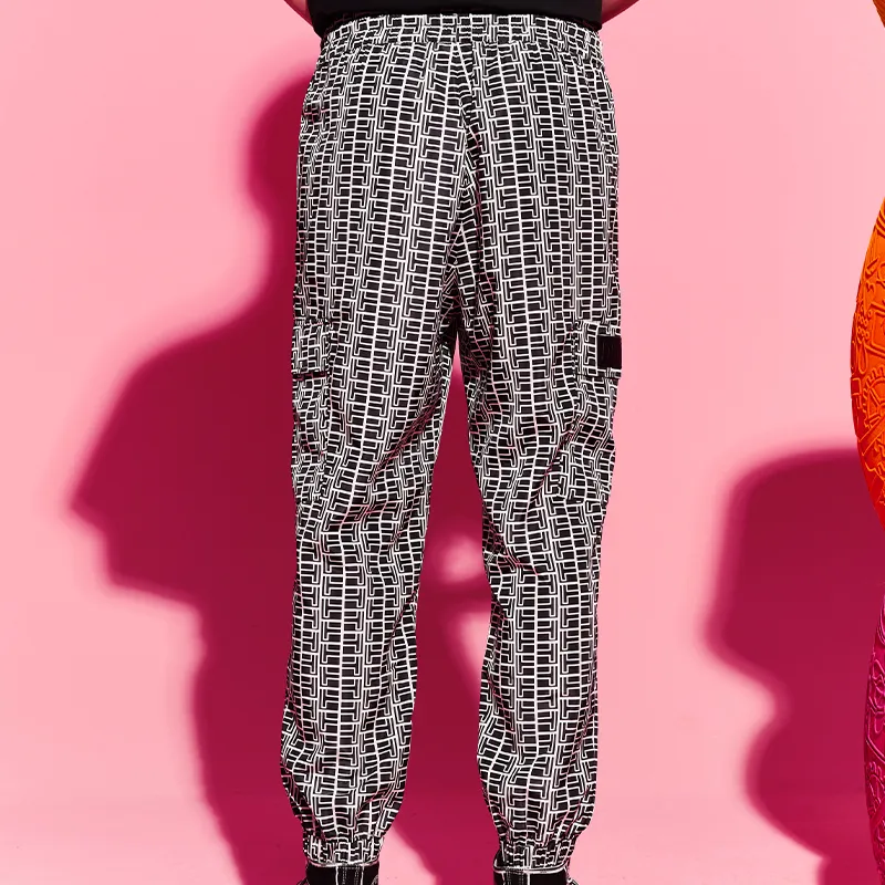 TCH Casual Pants Unisex Black White Plaid-4