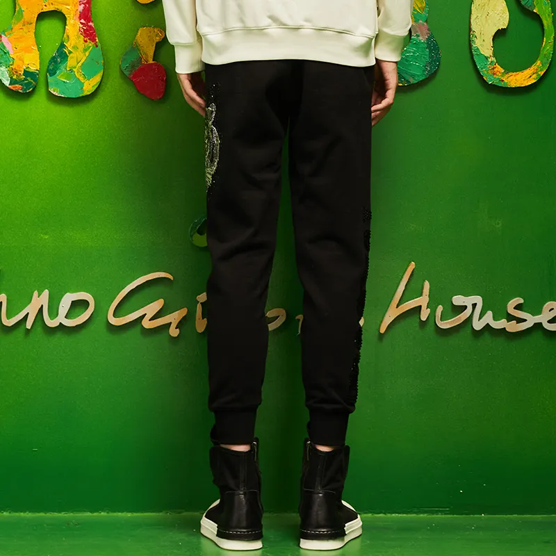 TCH Casual Pants Unisex Black With Black Logo-3