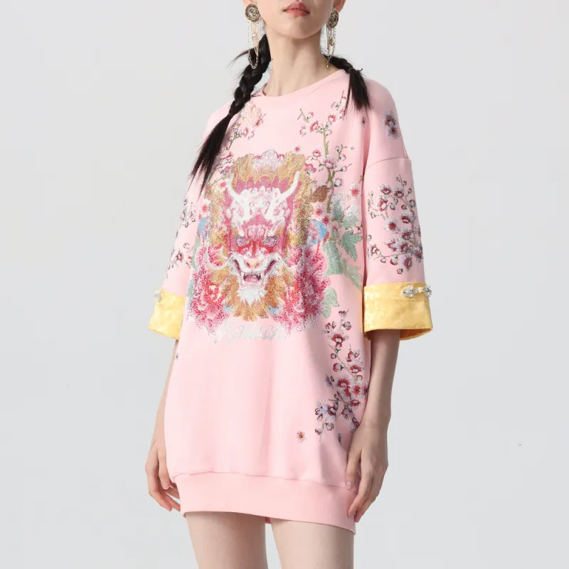 TCH Short Sleeved Dress Women's Pink-5