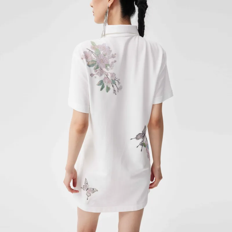 TCH Short Sleeved Dress Women's White With Pink Logo-3