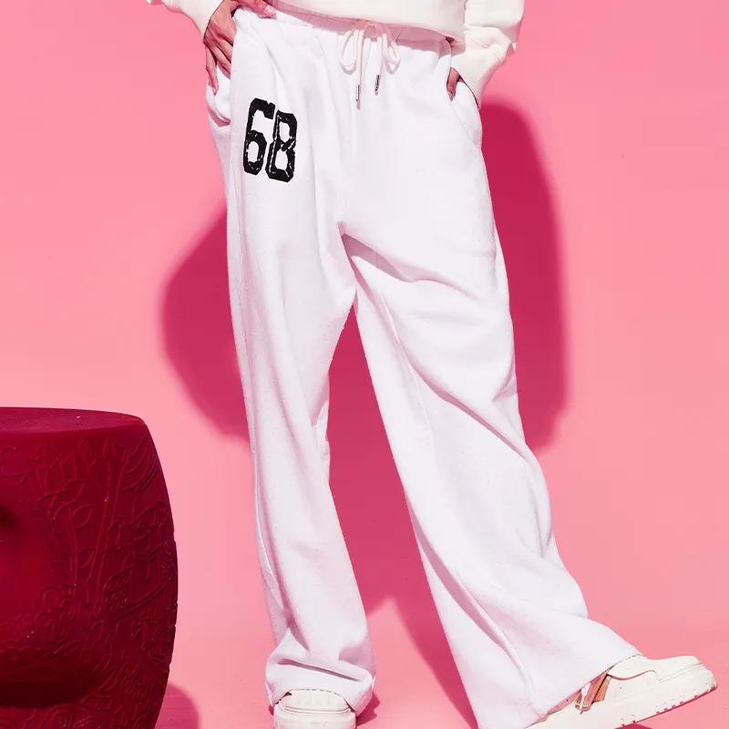 TCH Casual Pants Unisex White With Black Logo-2