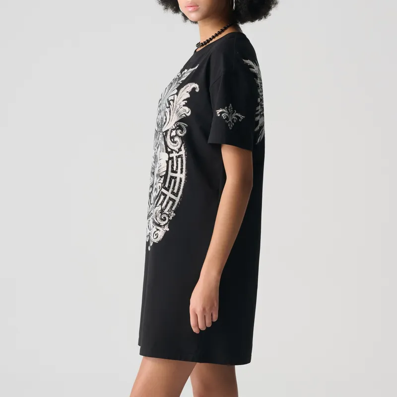 TCH Short Sleeved Dress Women's Black With Silver Logo-3