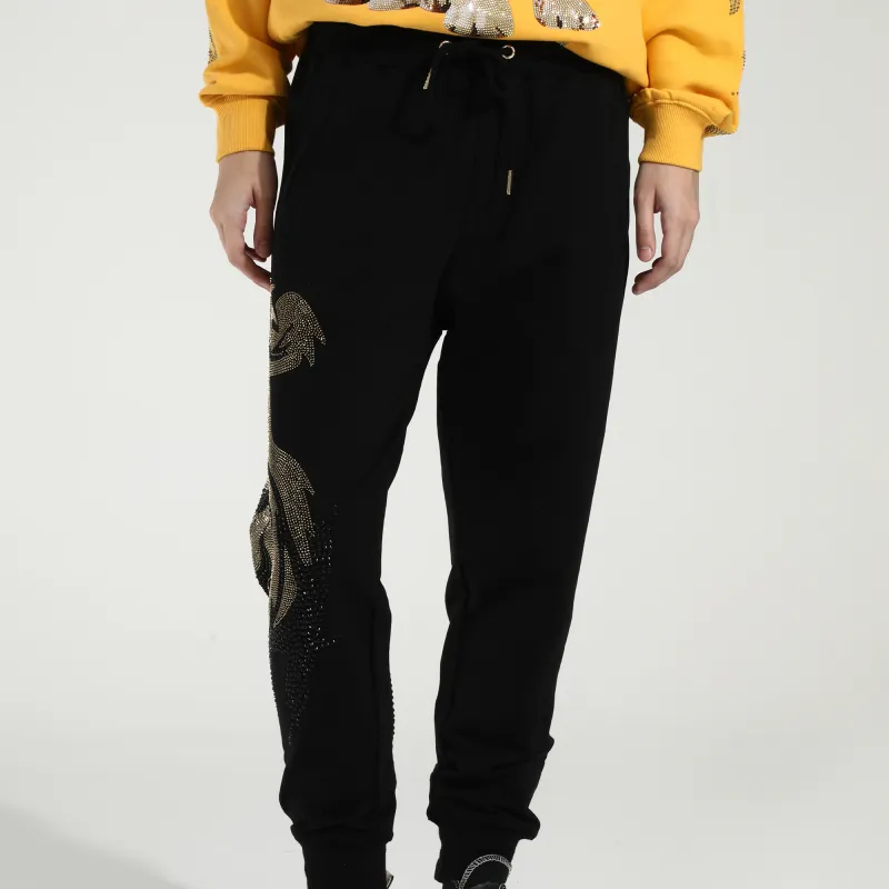 TCH Knitted Sweatpants Unisex Black Base Gold Logo-3