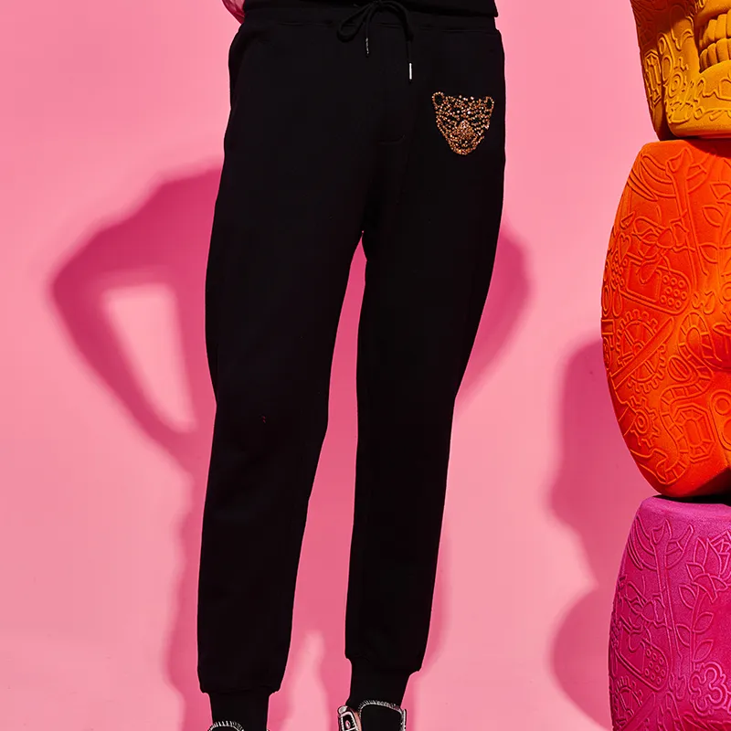 TCH Casual Pants Unisex Black Base Gold Logo-2