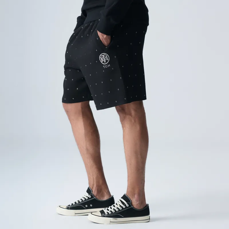 TCH Casual Shorts Unisex Black Base With Silver Logo-3