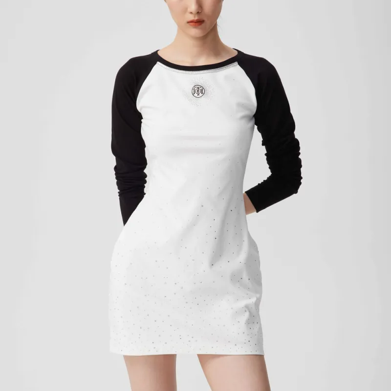 TCH Long Sleeved Dresses Women's White With Black Logo-6