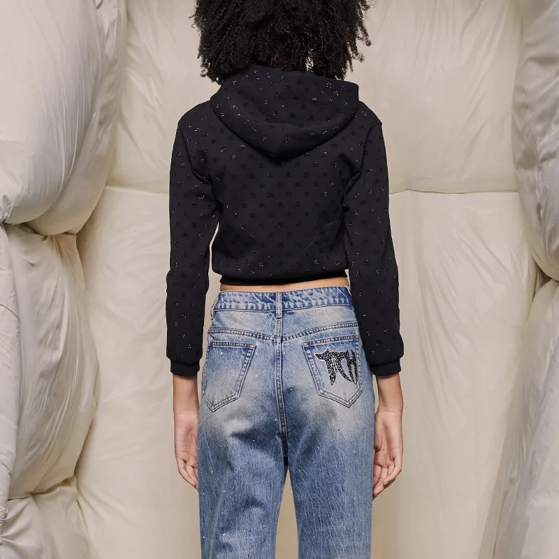 TCH Cropped Coats Women's Black With Black Logo-2