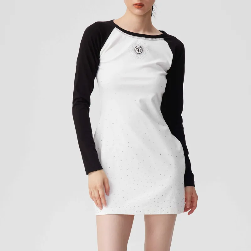 TCH Long Sleeved Dresses Women's White With Black Logo-3