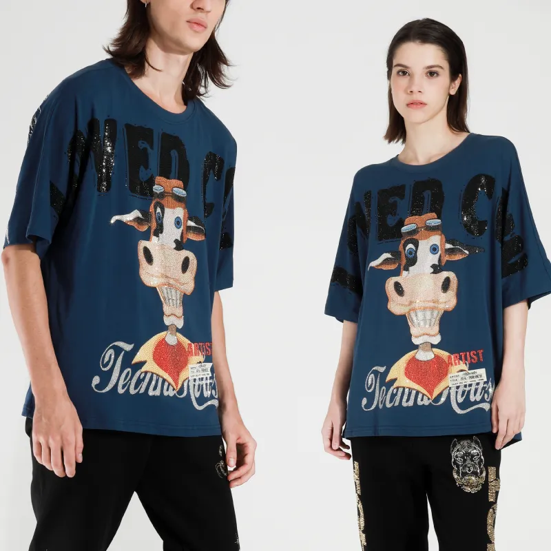 TCH Artist Mr. Cow's Craft Perm T-Shirt Unisex Blue-3
