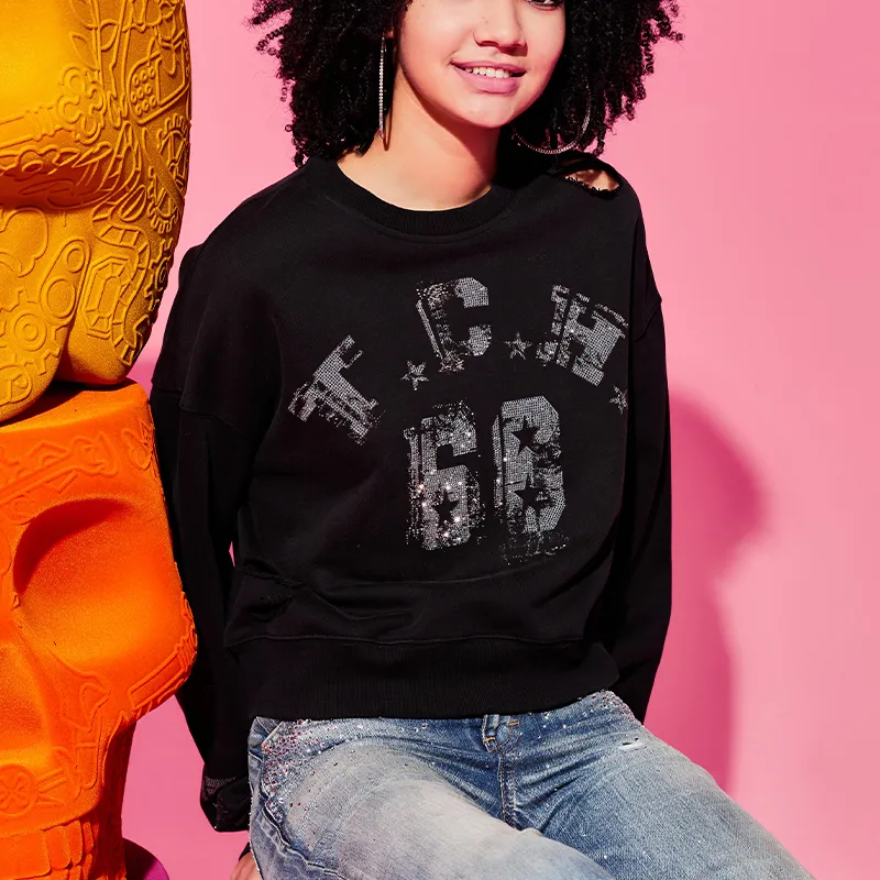TCH Sweatshirts Women's Black With Silver Logo-2