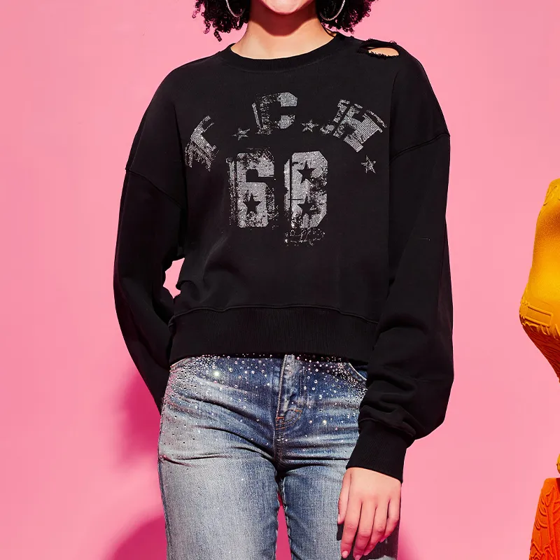 TCH Sweatshirts Women's Black With Silver Logo-3