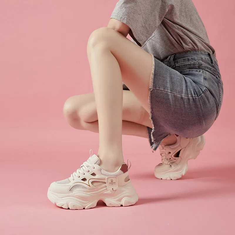 CARDANRO Breathable Low Top Cut Out Chunky Sneakers Women's-10