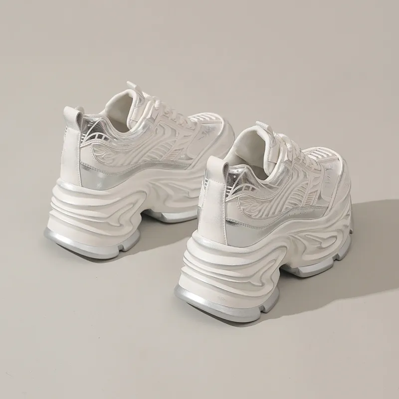 CARDANRO Low-Top Platform Height Increasing 10cm Vintage Chunky Sneakers Women's-4