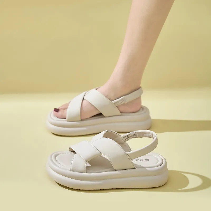 CARDANRO Beach Sandals Women's Beige, Black-10