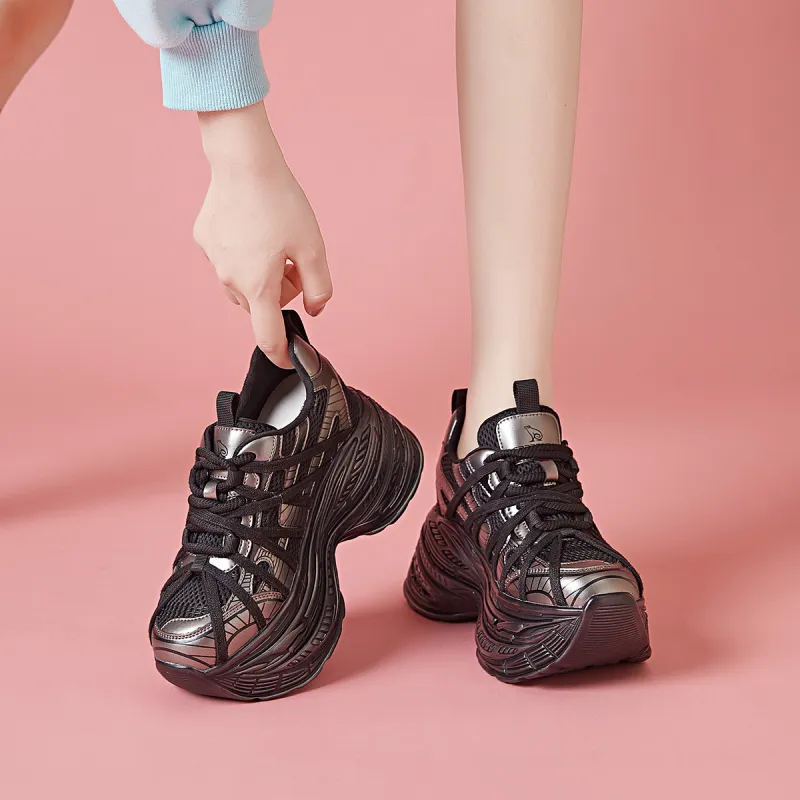 CARDANRO Small-sized Sky Vegetables Low-Top Platform Height Increasing 10cm Chunky Sneakers Women's-21