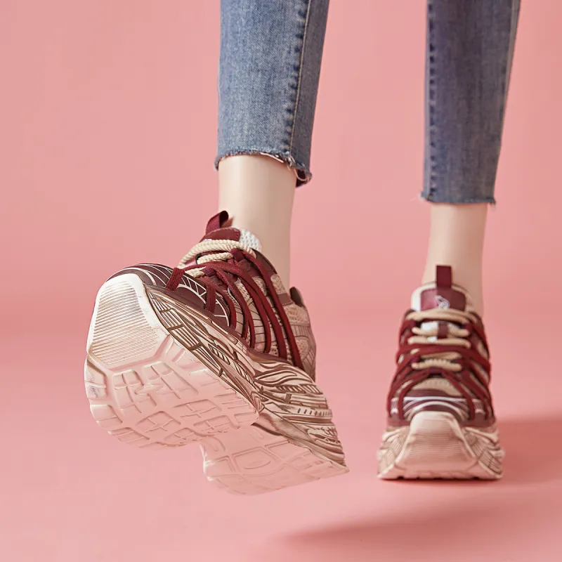 CARDANRO Small-sized Sky Vegetables Low-Top Platform Height Increasing 10cm Chunky Sneakers Women's-7