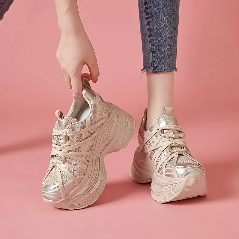 CARDANRO Small-sized Sky Vegetables Low-Top Platform Height Increasing 10cm Chunky Sneakers Women's-13