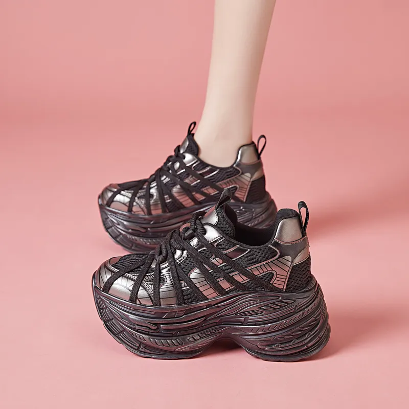 CARDANRO Small-sized Sky Vegetables Low-Top Platform Height Increasing 10cm Chunky Sneakers Women's-23