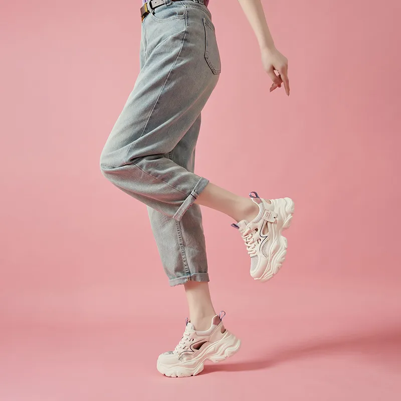 CARDANRO Breathable Low Top Cut Out Chunky Sneakers Women's-4
