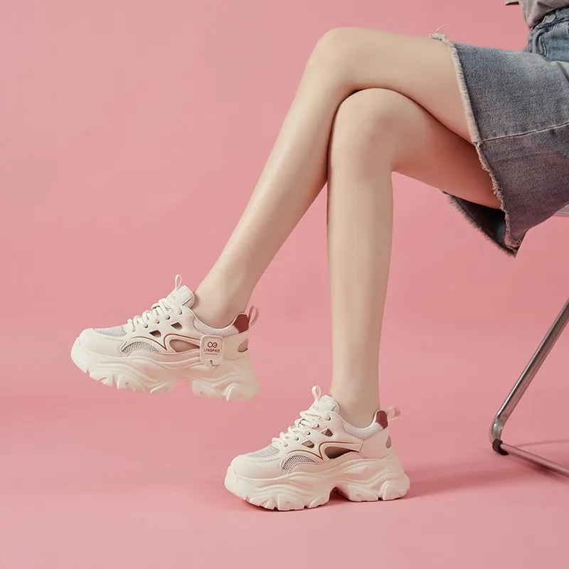 CARDANRO Breathable Low Top Cut Out Chunky Sneakers Women's-11