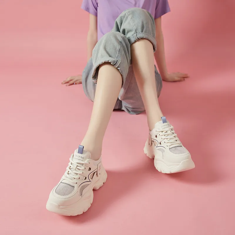 CARDANRO Breathable Low Top Cut Out Chunky Sneakers Women's-5