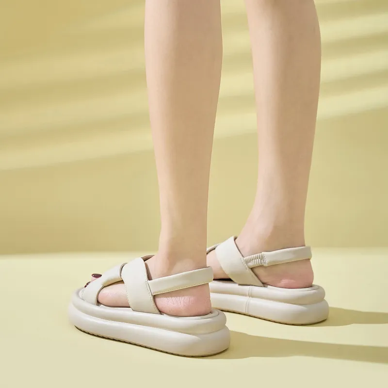 CARDANRO Beach Sandals Women's Beige, Black-11